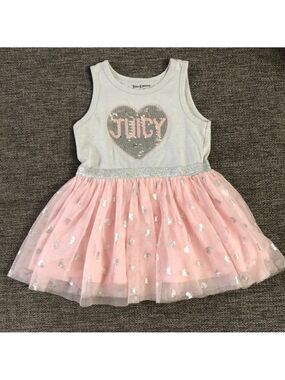JUICY Couture Toddler Girl Tutu Dress Silver Pink Princess 3T Used